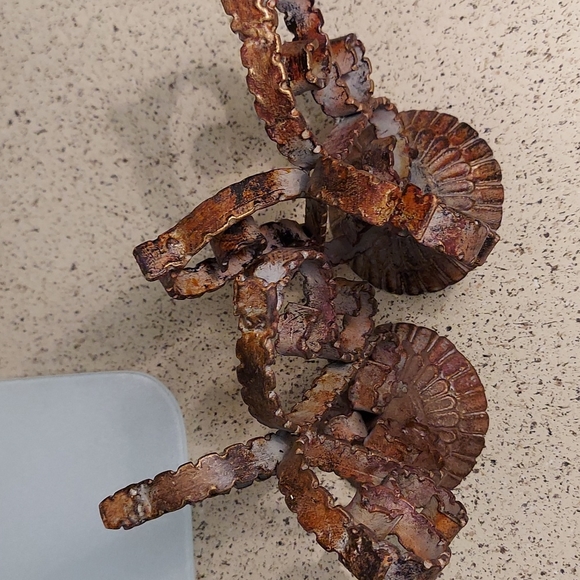 2 Pillar Candle Holder Architectural Scroll Brutalist Style Heavy Metal Sturdy - Picture 8 of 11